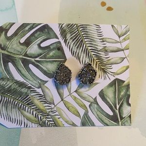 Kendra Scott Tessa Silver Stud in Platinum Drusy Earrings